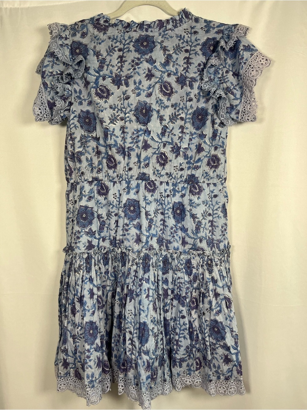 🛍️SALE Shade amour blue floral tasseled resort wear beach summer dress NWT SZ S - Picture 7 of 10